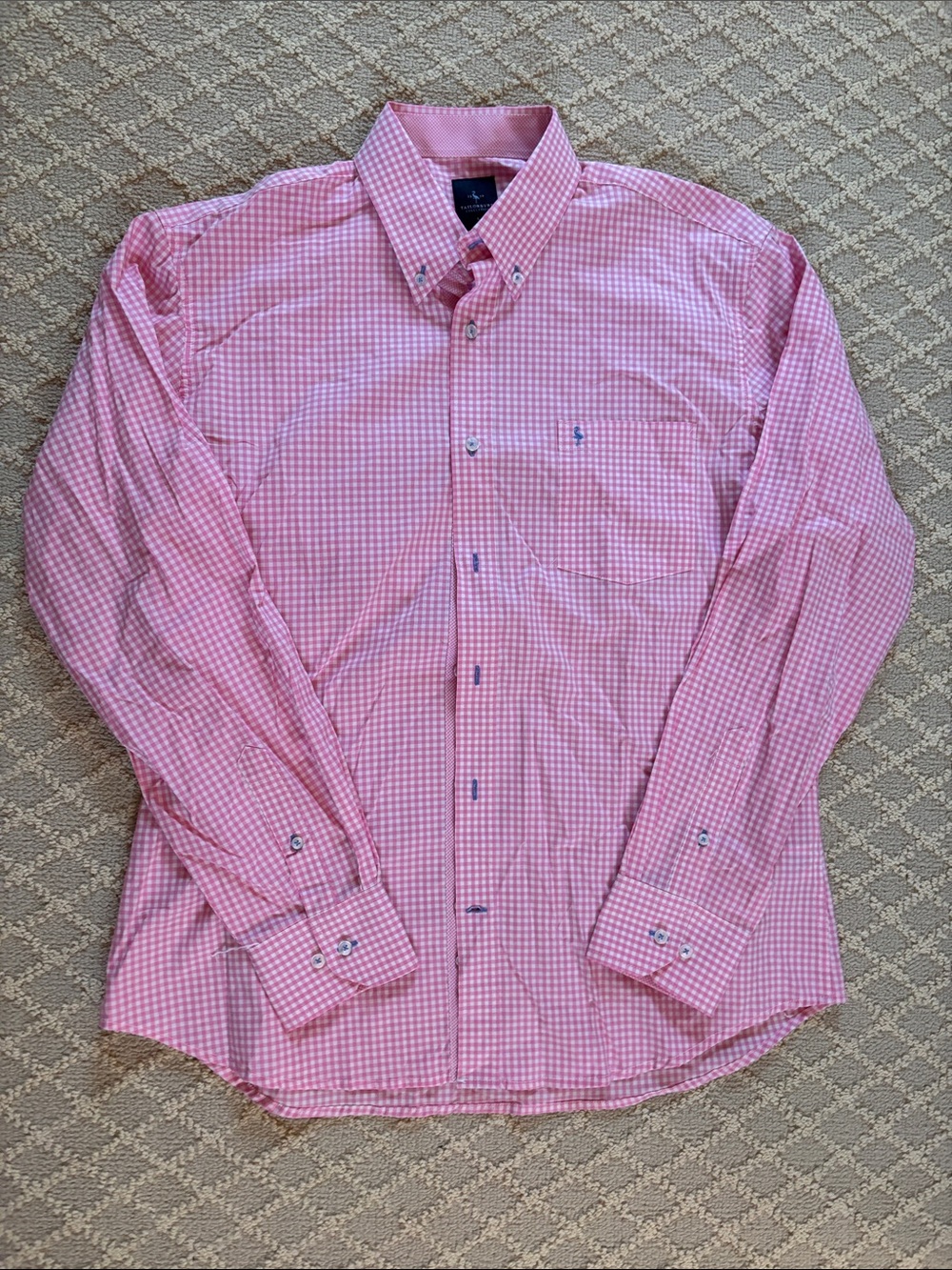 TAILORBYRD Men's Pink Gingham Button-Down Shirt